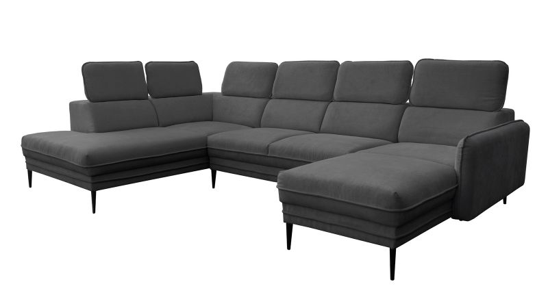 Canapé panoramique avec têtières amovibles JUVIGNAC gris foncé