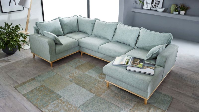 Canapé panoramique pieds bois BERNIS