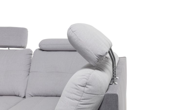 Divan panoramique CARPENTRAS (méridienne gauche) convertible avec têtières inclinables et coffres de rangement