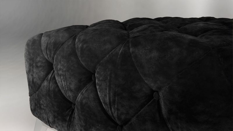 Pouf CASSIS gris anthracite style Chesterfield pieds noir