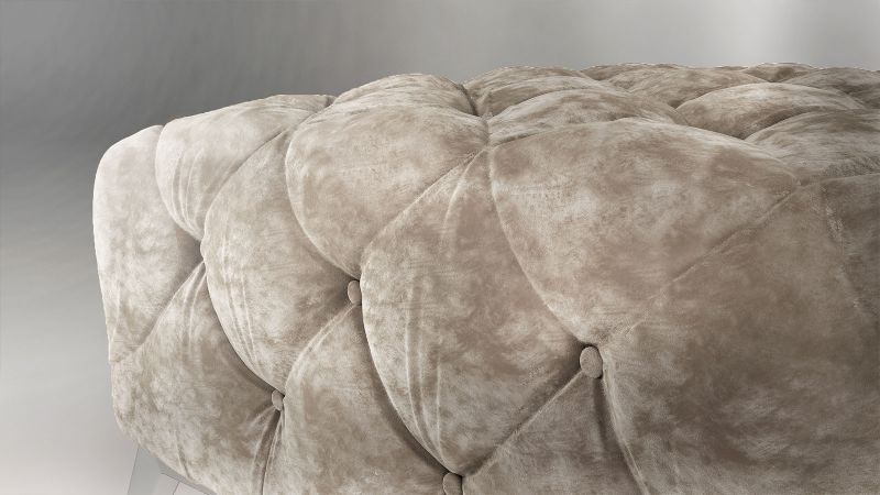 Pouf CASSIS beige design Chesterfield pieds noir