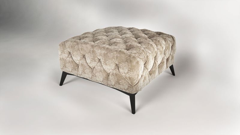 Pouf CASSIS style Chesterfield pieds noir