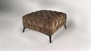Pouf CASSIS marron design Chesterfield pieds noir