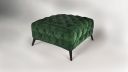 Pouf CASSIS vert design Chesterfield pieds noir