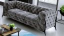 Canapé 3 places CASSIS style Chesterfield avec pieds hauts noir gris
