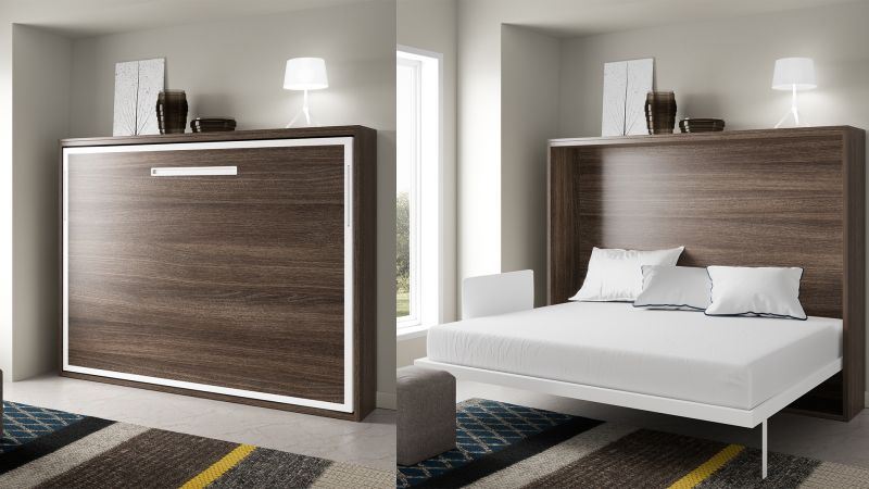 Lit Escamotable pieds synchro CARNON - Ouverture horizontale automatique