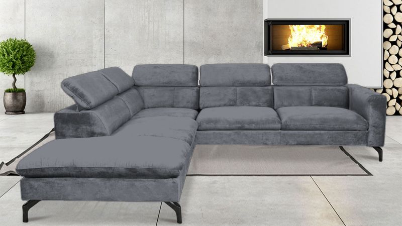 Canapé angle à gauche ANTIBES avec têtières amovibles