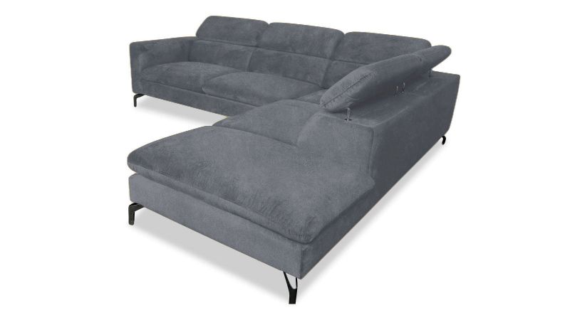 Sofa angle à droite ANTIBES avec têtières amovibles gris