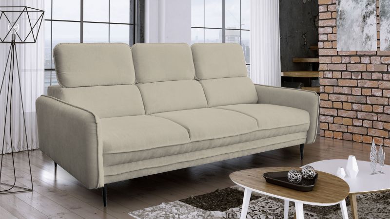 Canapé 3 places JUVIGNAC avec têtières beige