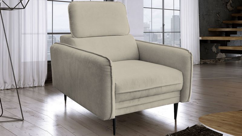 Fauteuil JUVIGNAC avec têtières gris clair