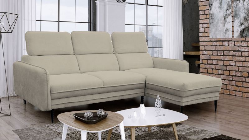 Canapé d'angle JUVIGNAC méridienne à droite avec têtières