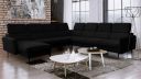 Canapé panoramique U JUVIGNAC méridienne gauche avec têtières noir