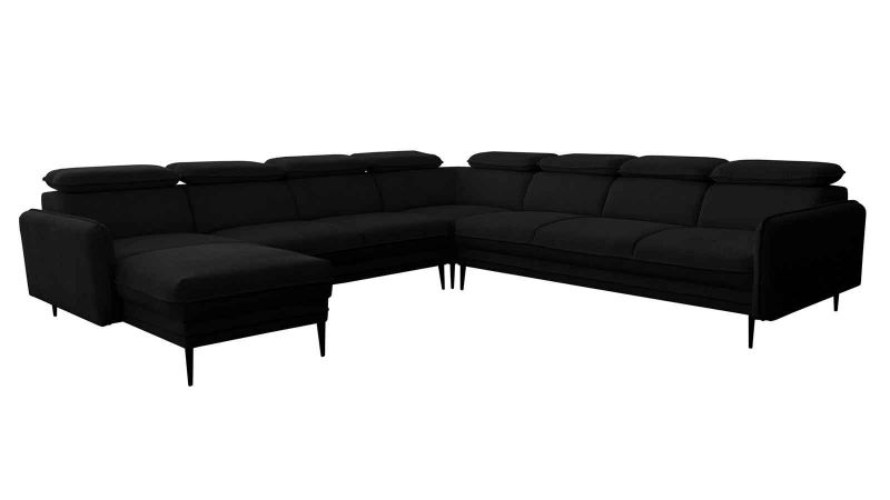 Canapé panoramique U JUVIGNAC méridienne gauche noir