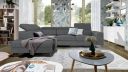 Canapé d'angle gauche AVEZE Terminal convertible avec têtière et coffre gris sidéral