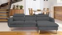 Canapé d'angle droite CENDRAS avec têtières gris anthracite