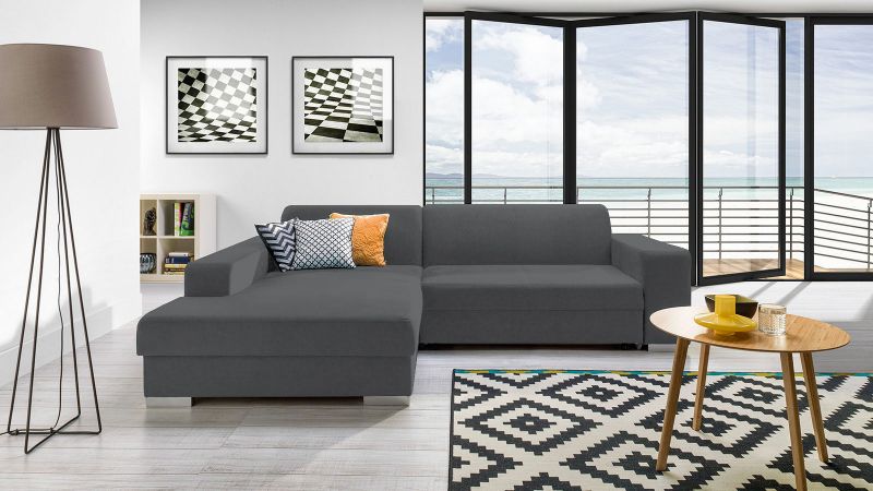 Canapé d'angle gauche COMPS convertible avec coffre