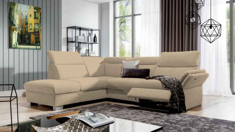 Canapé d'angle à gauche RIOLS relax avec coffre