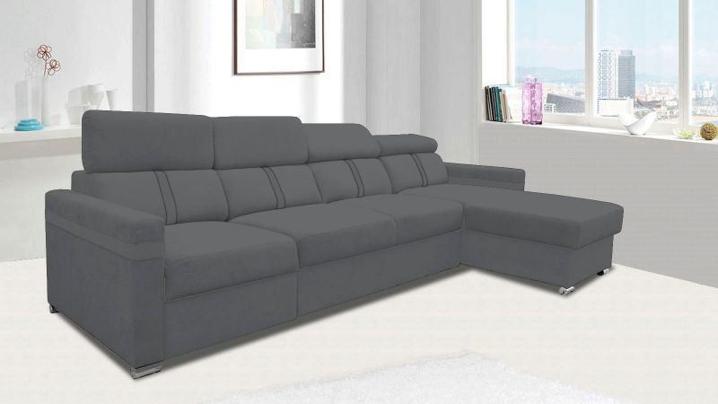 Canapé angle MALAGAS Maxi méridienne à droite avec têtières réglables