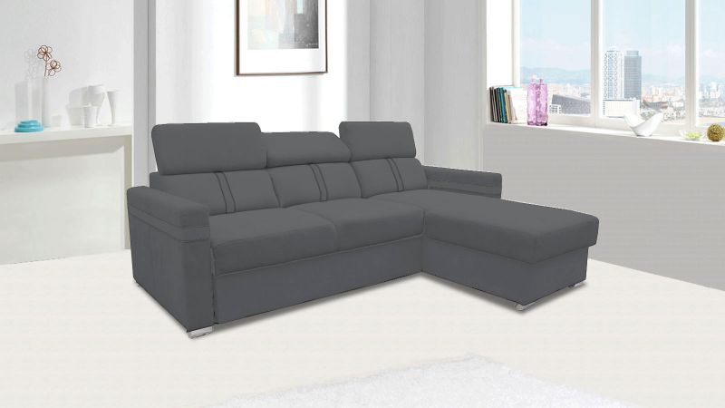 Canapé angle MALAGAS méridienne à droite avec têtières réglables