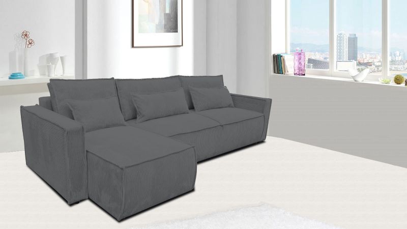 Canapé méridienne à gauche MANDUEL XL convertible gris mate