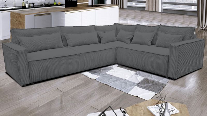 Canapé angle à droite MANDUEL convertible terminal gris