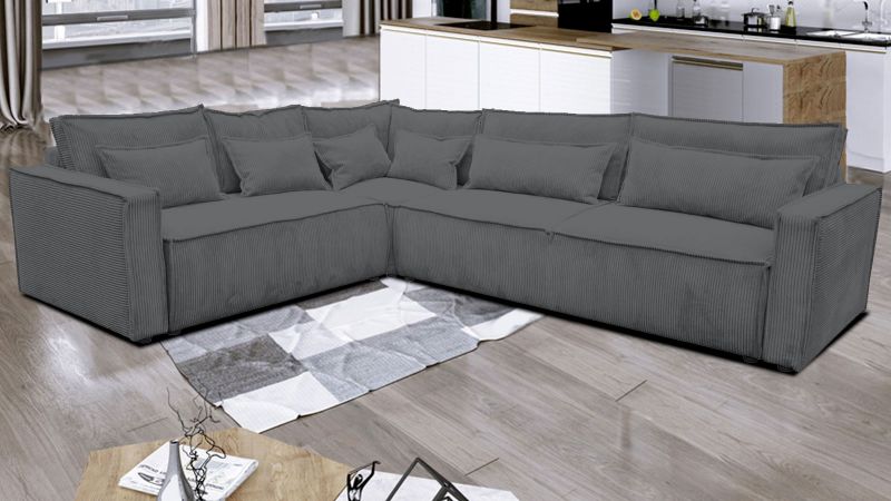 Canapé angle à gauche MANDUEL convertible terminal gris froid