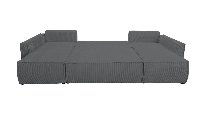 Canapé lit symétrique gris anthracite panoramique MANDUEL convertible