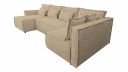 Canapé panoramique MANDUEL convertible couchage méridienne à gauche Terminal à droite beige noisette