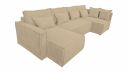 Canapé panoramique MANDUEL convertible couchage méridienne à gauche Terminal à droite beige clair