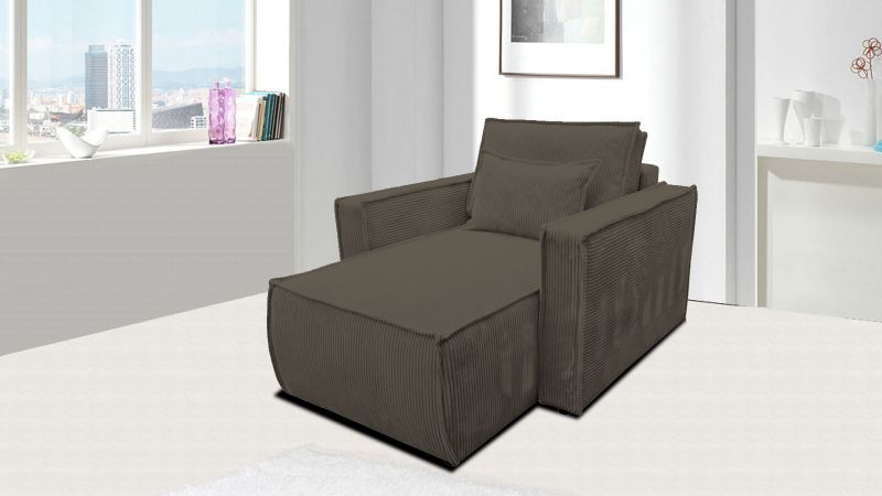 Fauteuil MANDUEL marron long à accoudoir