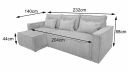 Dimensions canapé lit convertible méridienne à gauche MANDUEL