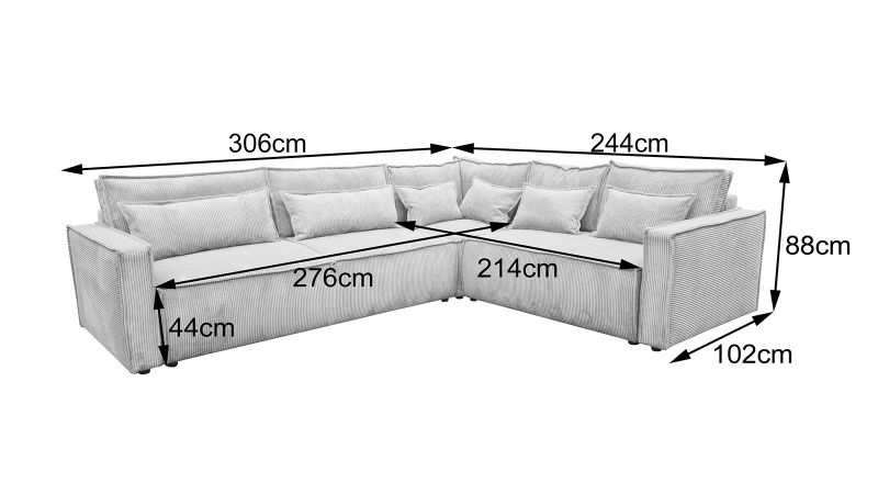 Dimensions canapé angle à gauche MANDUEL convertible terminal