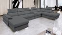 Canapé panoramique méridienne à gauche GARDON XL bar convertible avec coffre et têtières inclinables