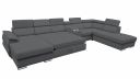 Canapé panoramique méridienne à gauche GARDON XL bar convertible avec coffre et têtières inclinables