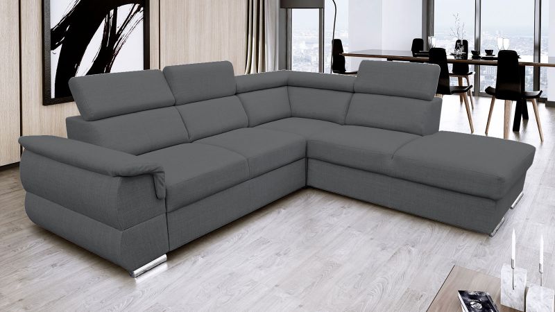 Canapé méridienne à droite GARDON MINI convertible avec coffre et têtières inclinables