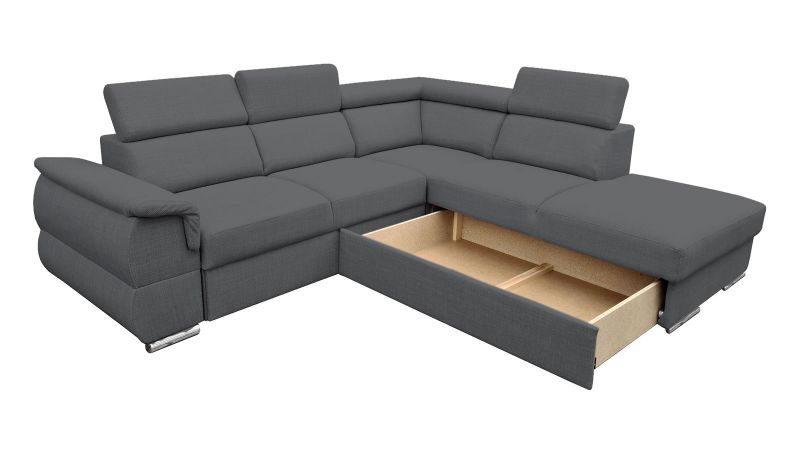 Canapé méridienne à droite GARDON MINI convertible avec coffre et têtières inclinables