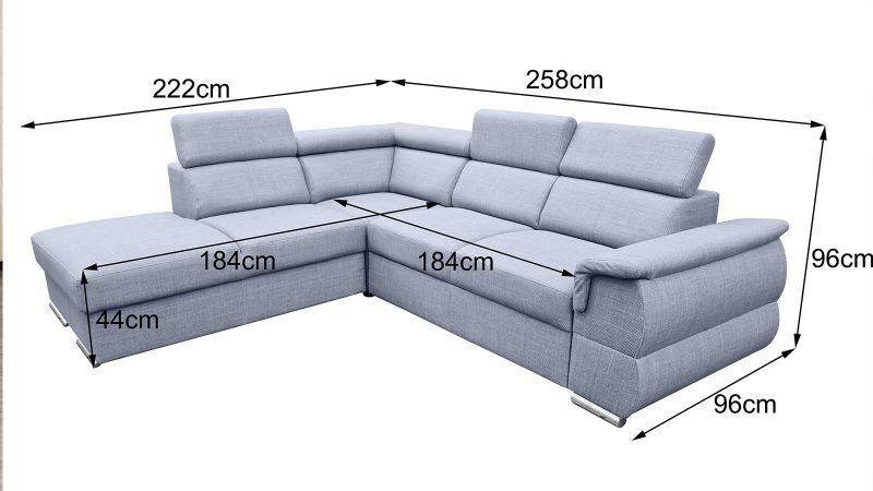 Canapé méridienne à droite GARDON MINI convertible avec coffre et têtières inclinables