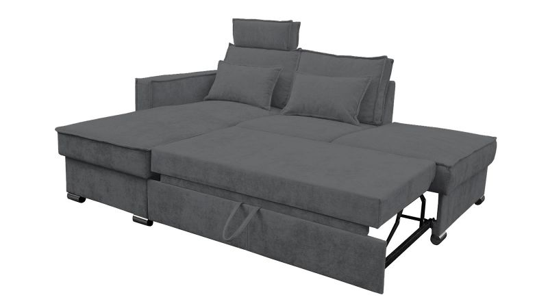 Canapé méridienne à gauche PALAVAS MINI convertible avec coffre et têtières inclinables