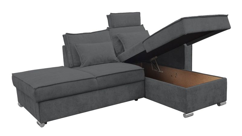 Canapé méridienne à droite PALAVAS MINI convertible avec coffre et têtières inclinables