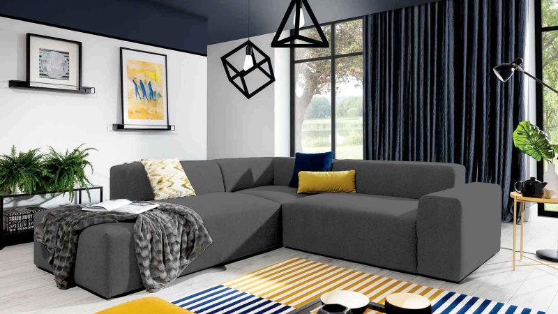 Canapé gris ciment d'angle à gauche EUS