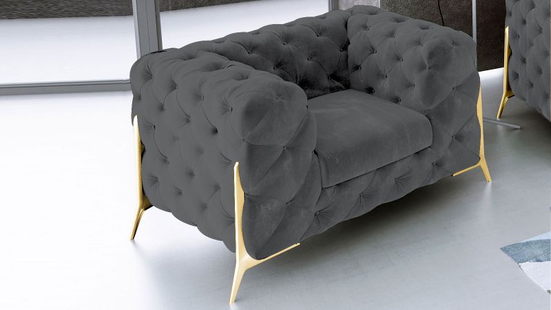 Fauteuil CASSIS BIS design Chesterfield avec pieds hauts or