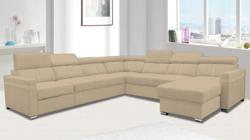 Canapé panoramique MALAGAS XXL relax convertible avec têtières réglables