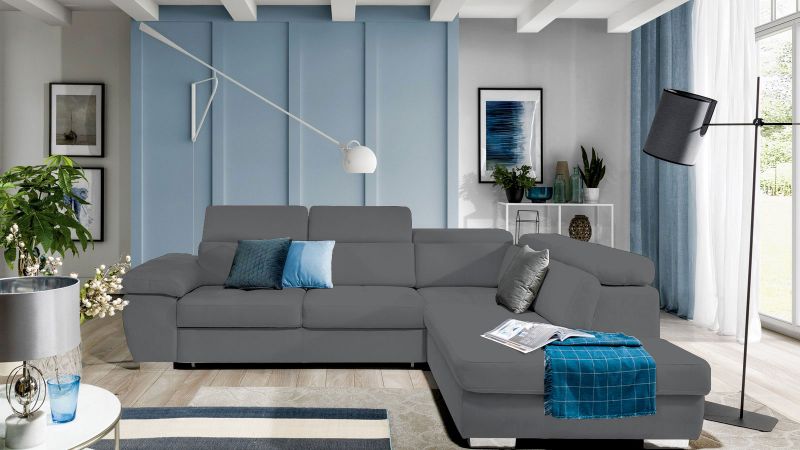 Canapé d'angle à droite ROUET convertible avec coffre