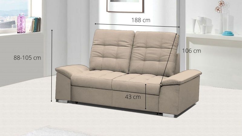 Canapé 2 places MONTPELLIER avec dos avance - recule schéma