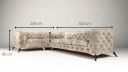 Canapé angle à gauche CASSIS design Chesterfield (3+1) avec pieds argent schéma
