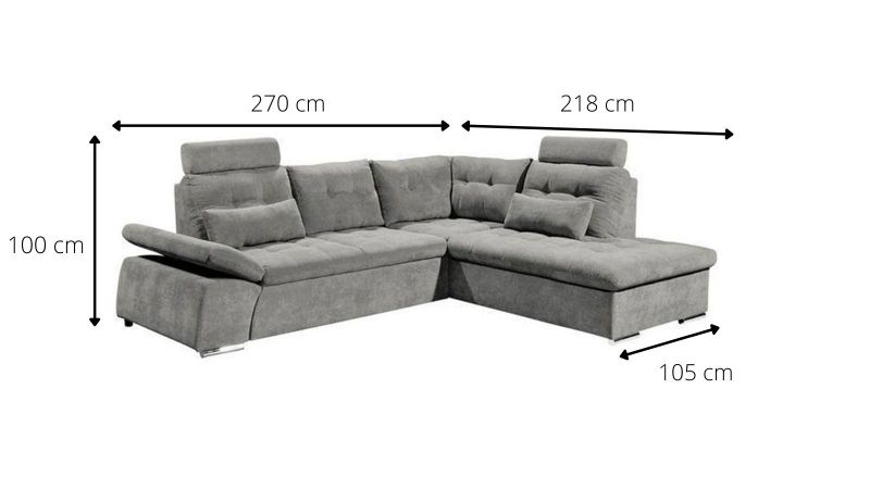 Canapé angle à droite MAUGUIO Terminal convertible avec coffre schéma