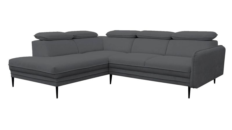 Canapé d'angle  gris souris à gauche JUVIGNAC Terminal avec têtières
