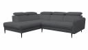 Canapé d'angle  gris souris à gauche JUVIGNAC Terminal avec têtières
