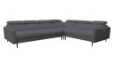 Sofa JUVIGNAC gris d'angle à droite Terminal avec têtières