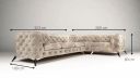 Canapé angle à droite CASSIS design Chesterfield (3+1) avec pieds argent schéma